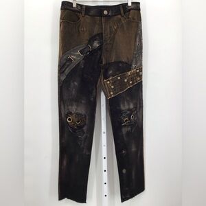 Devil Fashion Apocalyptic Goth Punk Jeans, Color: Brown, Size: M